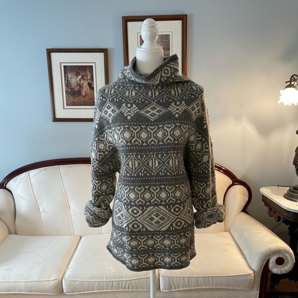 Nordic Style Grey Wool Blend Beautiful Knit Mockneck Sweater Size Extra Large - Picture 3 of 14